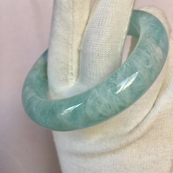 NWOT Natural Blue Aquamarine Crystal Bangle 56mm - Picture 11 of 16